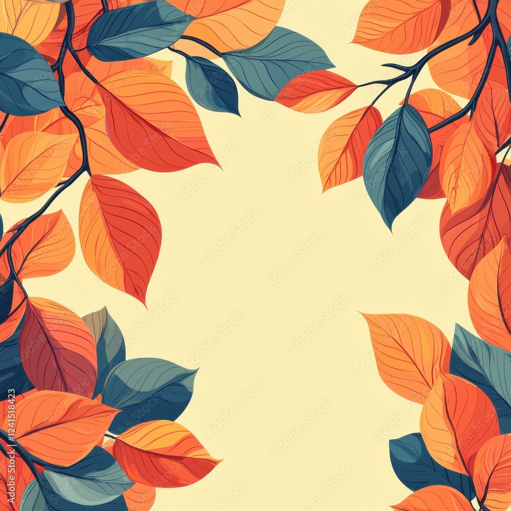 Fototapeta premium Vibrant autumn leaves forest floor nature colorful environment close-up view seasonal beauty