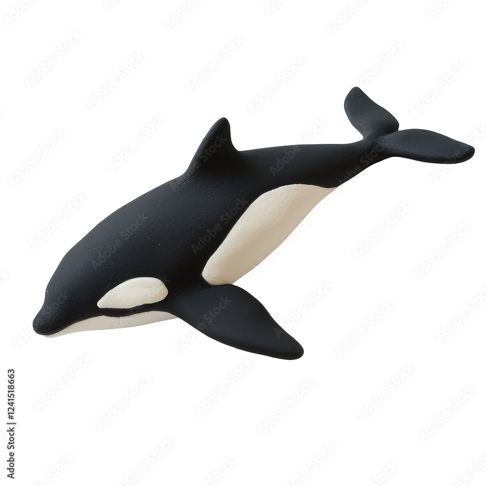 Obraz premium Realistic Playdough Sculpted Orca on transparent background for Artistic and Creative Projects