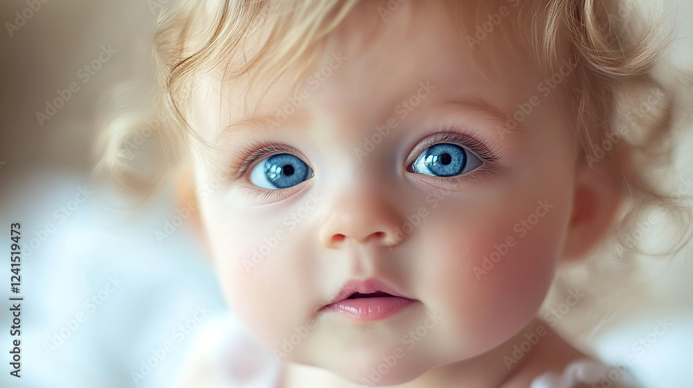 Close-up of a baby with bright blue eyes Close-up of a baby with bright blue eyes
