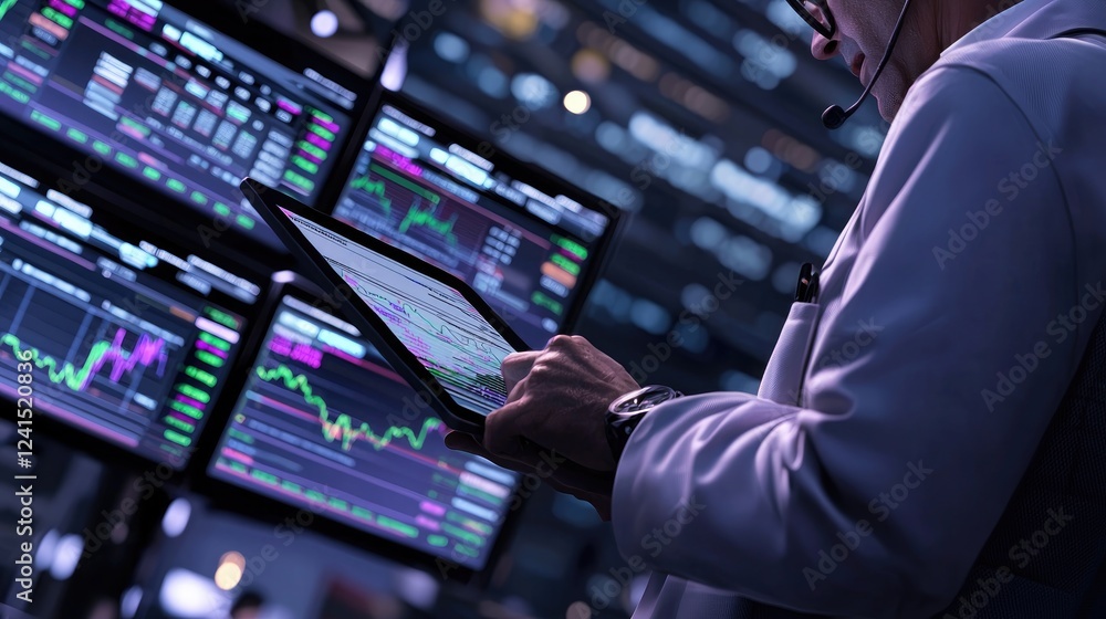 Stock Market Analyst Reviewing Data on Tablet Stock Market Analyst Reviewing Data on Tablet