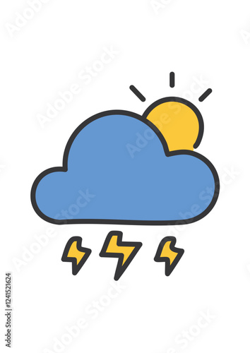 Vektorillustration einer Gewitterwolke mit Sonne
