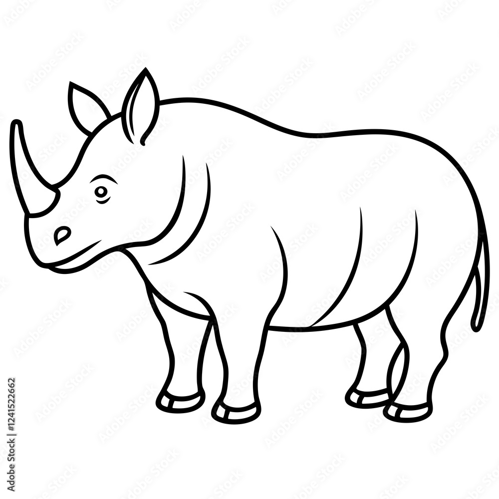 Minimalist Rhino Line Art Vector