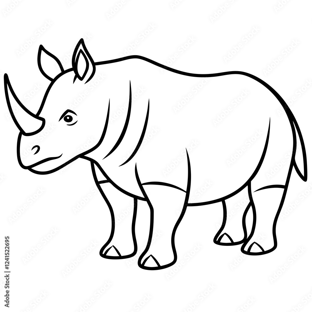 Fototapeta premium Minimalist Rhino Line Art Vector