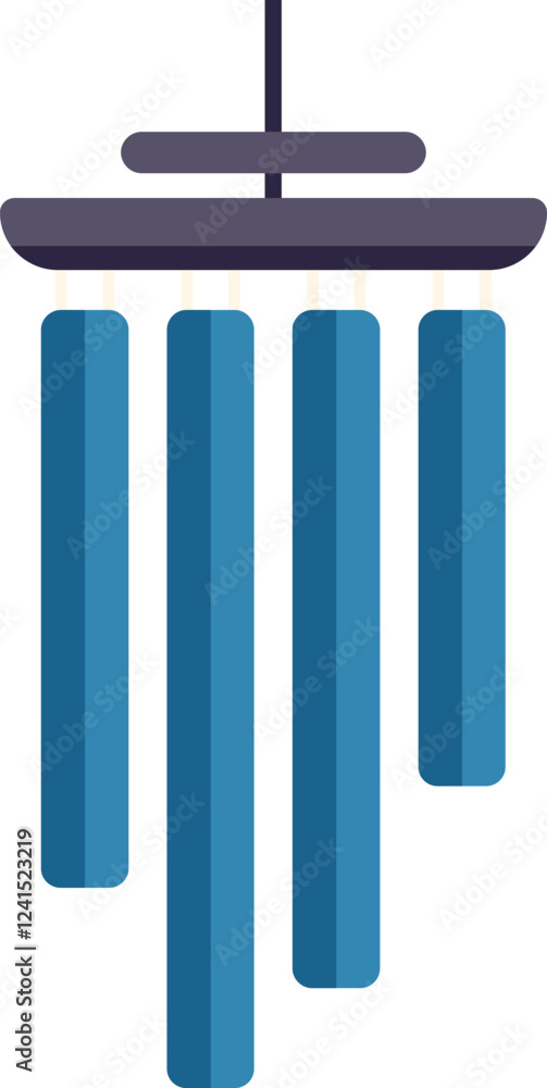 Blue wind chime hanging outside, gently blowing in the wind and creating a peaceful atmosphere Blue wind chime hanging outside, gently blowing in the wind and creating a peaceful atmosphere
