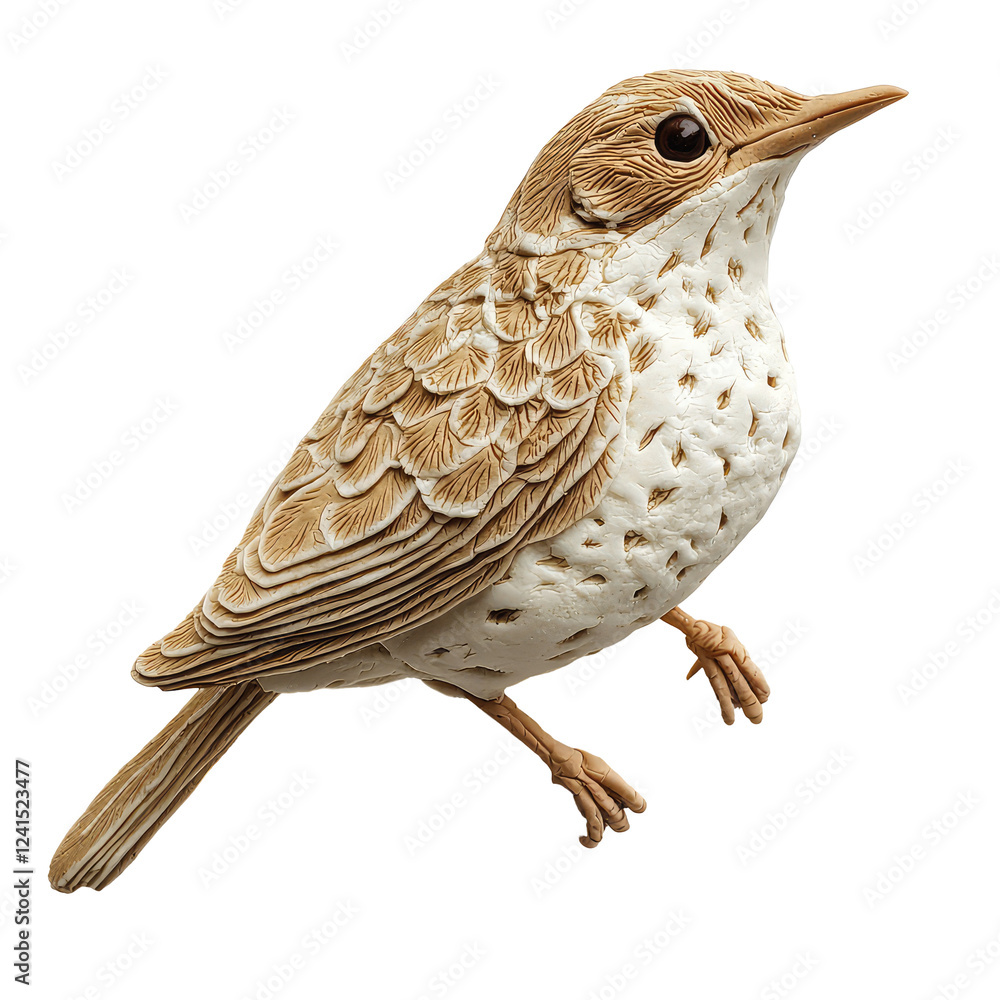 Fototapeta premium Intricately Crafted Bird Sculpture Made of Playdough Against a Solid transparent background
