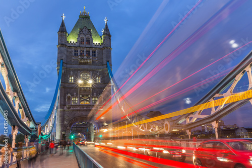 Tower Bridge in London at night, UK