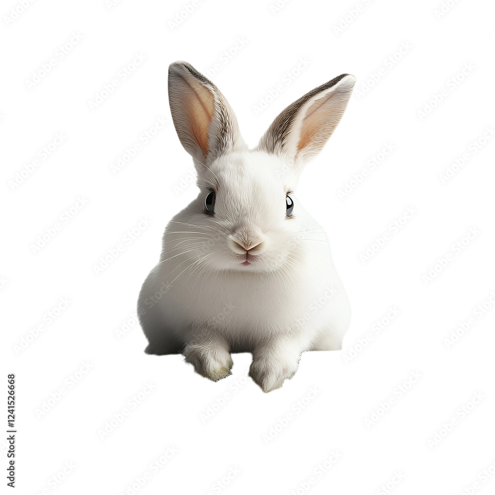 Obraz premium Adorable White Baby Bunny Rabbit Fluffy Fur Cute Pet Animal Easter Image