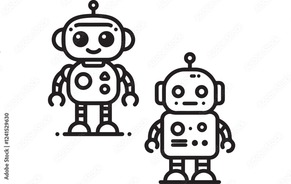 funny cartoon robot set funny cartoon robot set