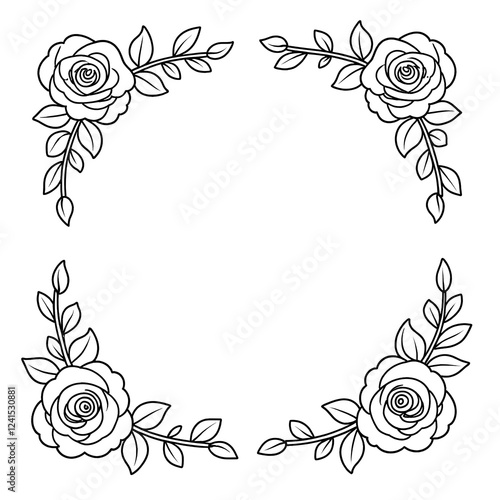Floral frame with vine and roses