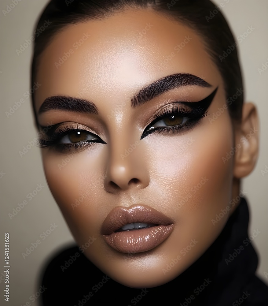 model with soft baddie glam, showcasing perfectly arched brows, long fluttery lashes, a smooth contour, and a soft mauve lip, Generative AI model with soft baddie glam, showcasing perfectly arched brows, long fluttery lashes, a smooth contour, and a soft mauve lip, Generative AI