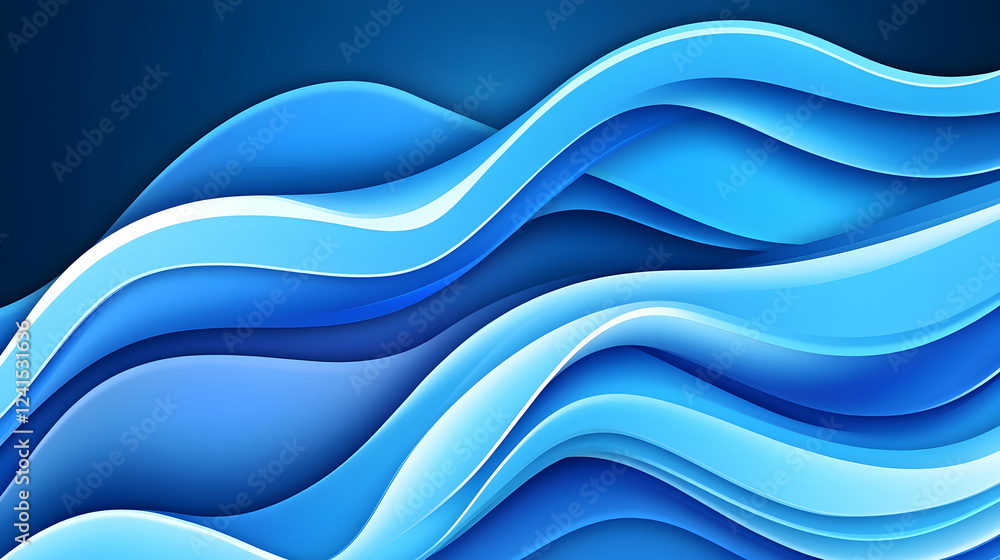 Fototapeta premium Abstract blue waves flowing, ocean-like design, background for websites or presentations