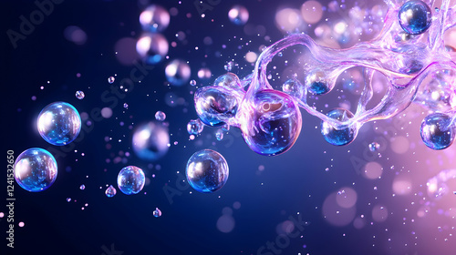 Wallpaper Mural Abstract iridescent bubbles flow, cosmic background, science concept, website header Torontodigital.ca