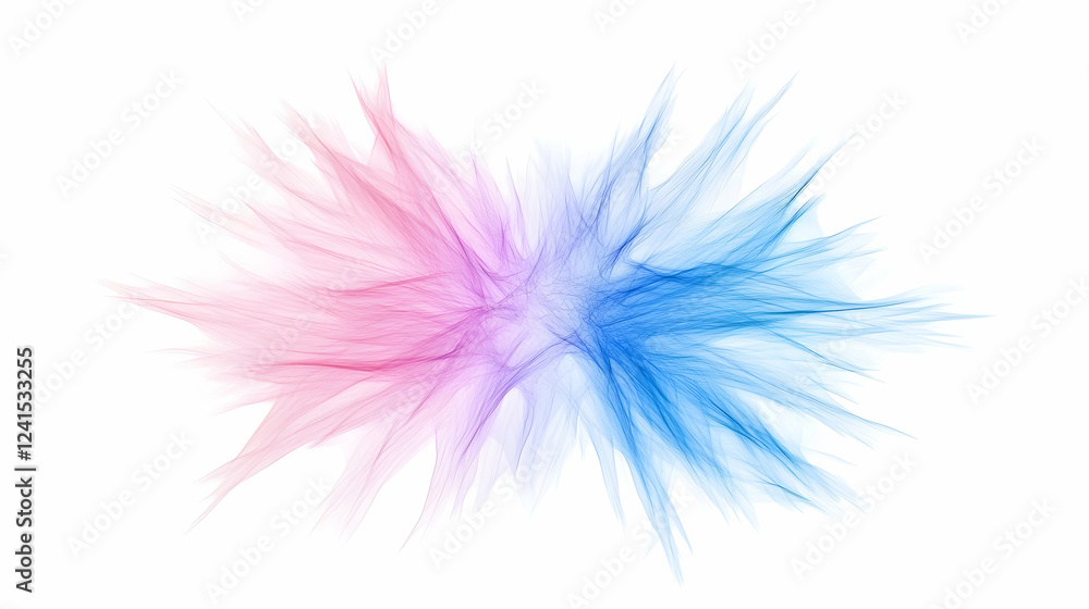 Abstract pink blue energy burst; white background; design element Abstract pink blue energy burst; white background; design element