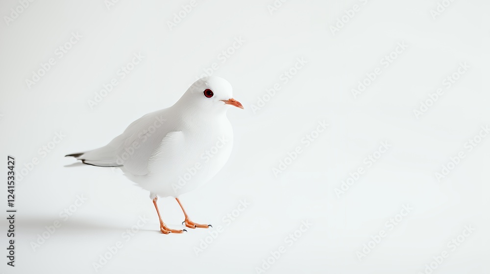 a small white bird standing on a white background a small white bird standing on a white background