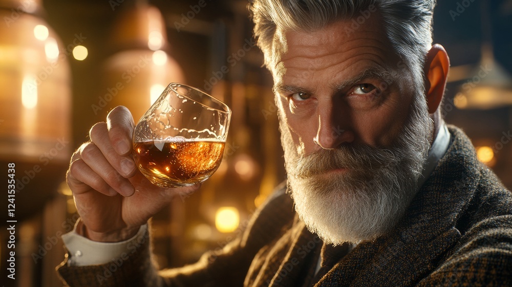 senior man with beard and suit holding a glass with wine senior man with beard and suit holding a glass with wine