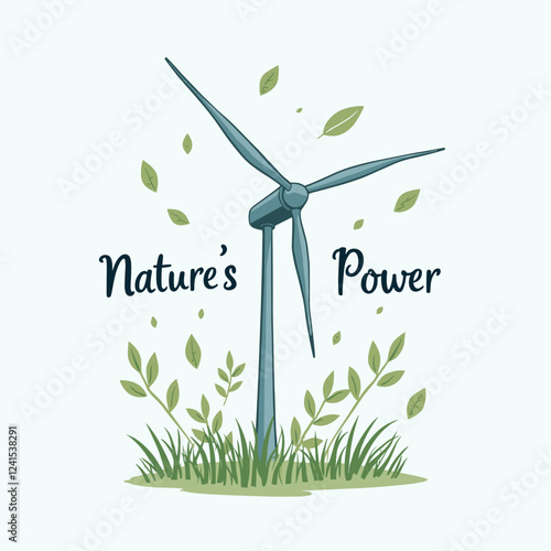 Nature's Energy: A Wind Turbine Embracing Sustainable Power Amidst Verdant Greenery