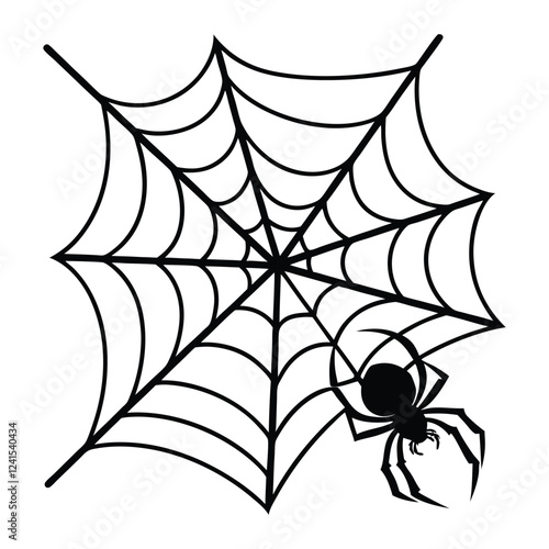 Spider with web vector illustration isolated on a white background