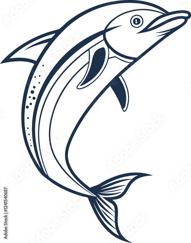 A Minimalist Dolphin fish icon Design. dolphin black Silhouette vector art Illustration with white background.