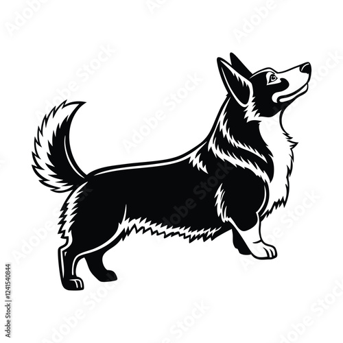 Welsh corgi dog silhouette vector illustration isolated on white background