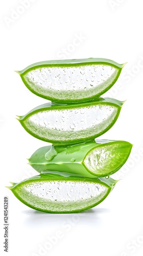 Wallpaper Mural Stack of Aloe vera sliced with gel dripping isolated on white background Torontodigital.ca