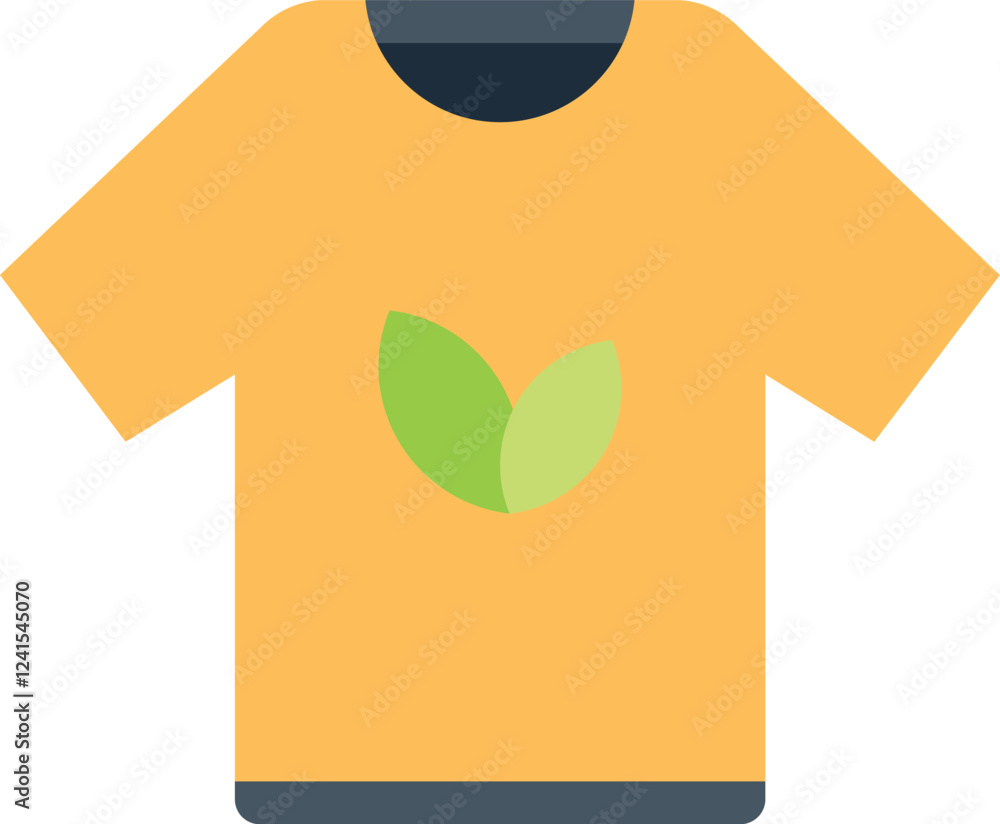 Yellow t shirt featuring a green leaf logo, symbolizing environmental awareness and sustainability Yellow t shirt featuring a green leaf logo, symbolizing environmental awareness and sustainability