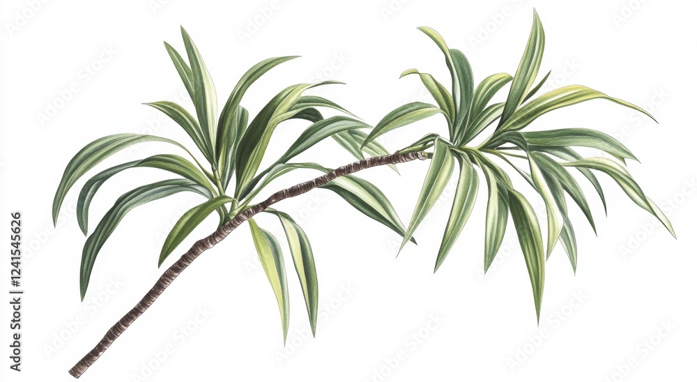 Naklejka premium Tropical plant branch, studio shot, white background, design element