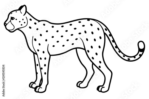 Sleek Cheetah Minimalist Line Art Vector