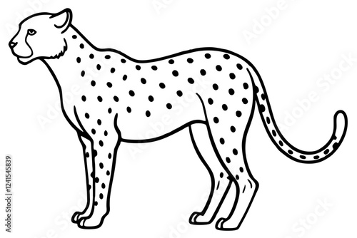 Sleek Cheetah Minimalist Line Art Vector