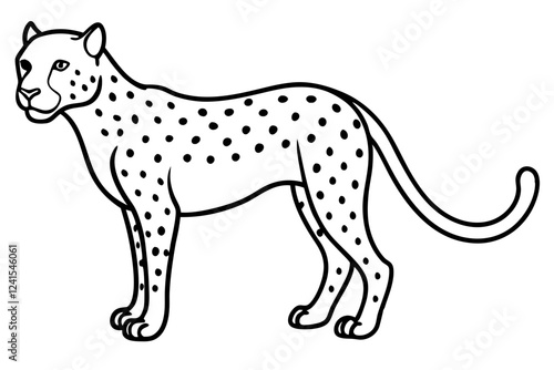 Sleek Cheetah Minimalist Line Art Vector