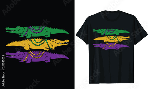 Tableau sur toile Mardi Gras Gators with Beads t shirt design, mardigrass t shirt design