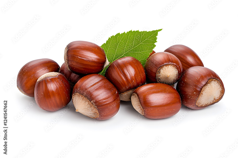 Heap of chestnuts isolated on white backdrop Heap of chestnuts isolated on white backdrop