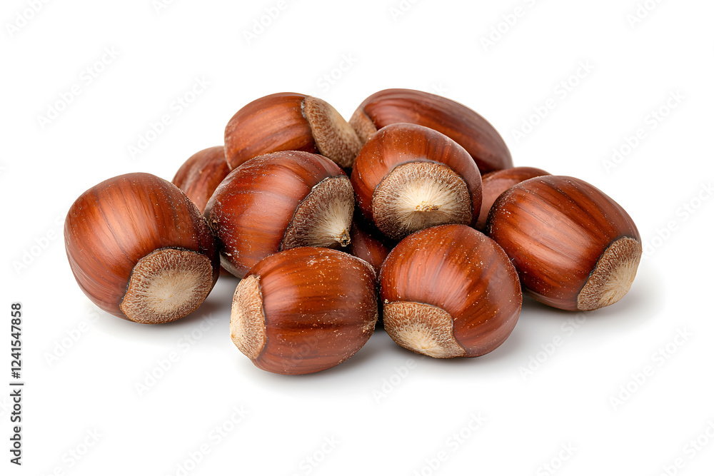 Heap of chestnuts isolated on white backdrop Heap of chestnuts isolated on white backdrop