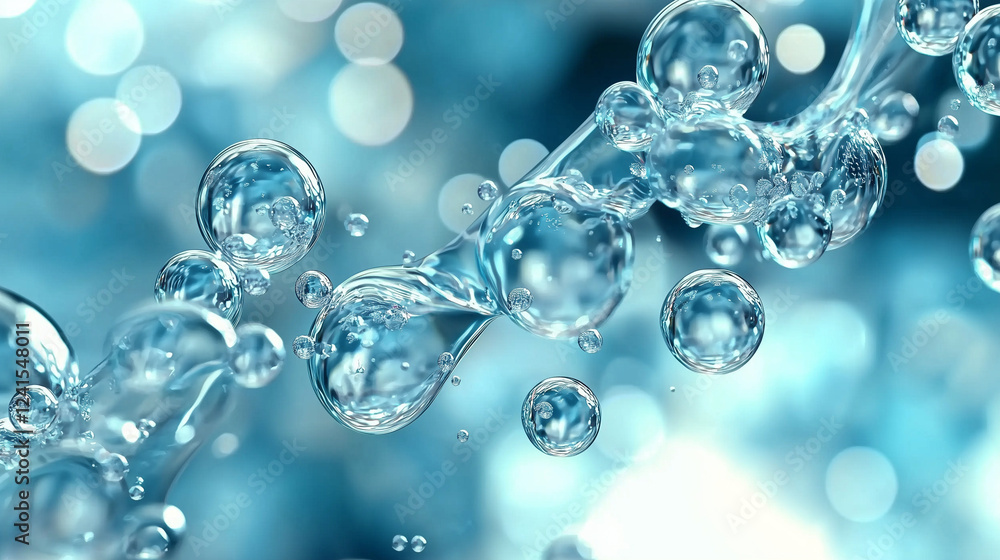 Sparkling Oxygen Bubbles in Pristine Blue Water Sparkling Oxygen Bubbles in Pristine Blue Water