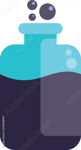 Simple icon of a laboratory glassware filled with a bubbling solution