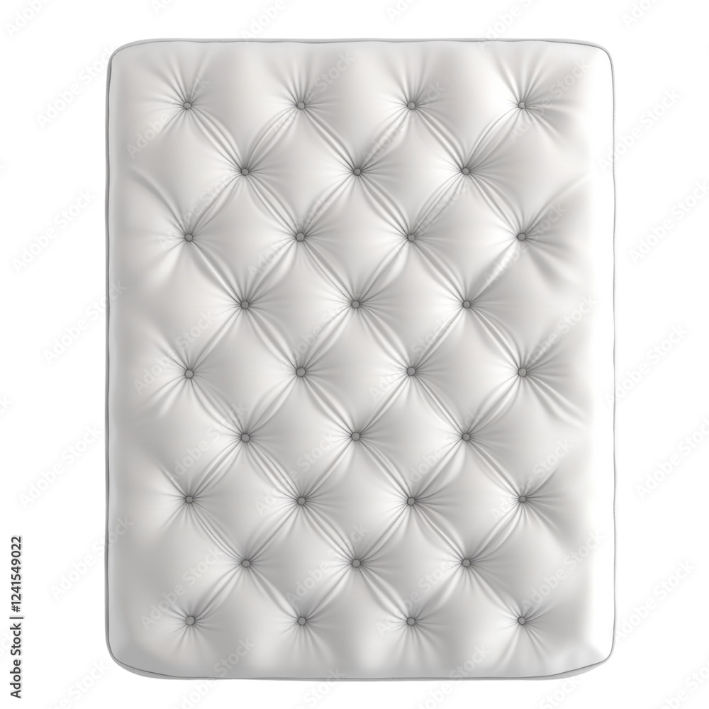 Obraz premium A top view of a white tufted mattress showcasing its button detailing and soft texture.
