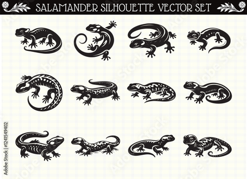 Salamander Silhouette Black Color Amphibian Clipart for Logos and Designs