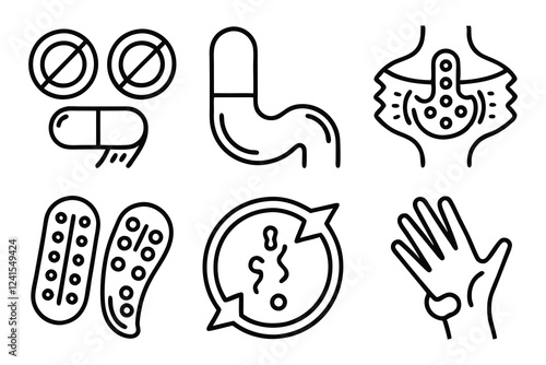 stomach ache and pain related editable stroke outl 