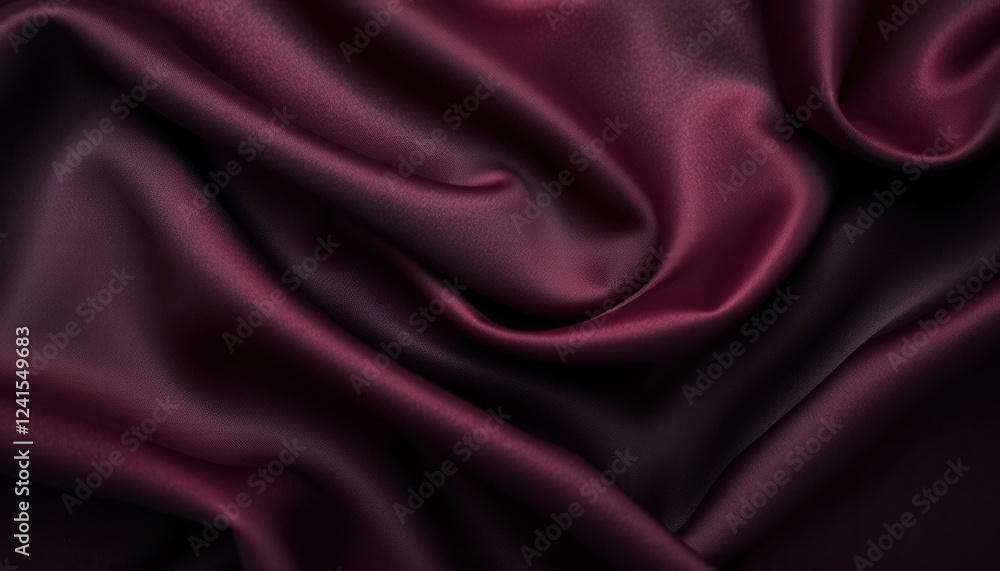 Obraz premium Luxurious Dark Purple Satin Fabric with Smooth Texture and Flowing Folds