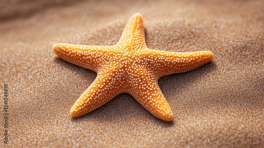 Orange Starfish on Sandy Beach Captured in Natural Setting Orange Starfish on Sandy Beach Captured in Natural Setting