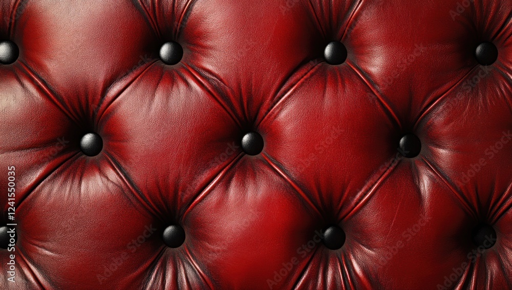 Fototapeta premium Deep Red Leather Upholstery Texture: A Luxurious Background