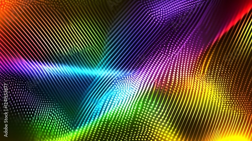 Wallpaper Mural Abstract rainbow lines, data flow, dark background, digital art, website banner Torontodigital.ca