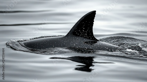 Orca dorsal fin, ocean surface, wildlife, nature, conservation