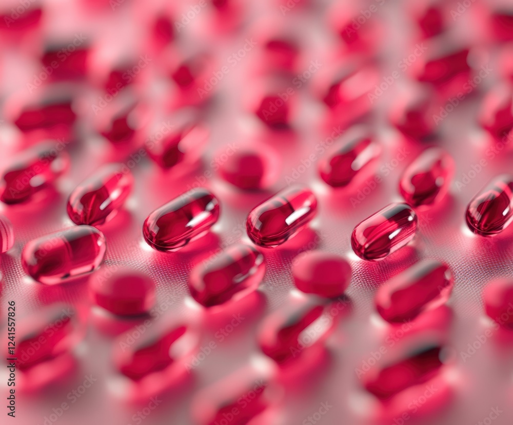 Close-up of vibrant red capsules arranged in a pattern Close-up of vibrant red capsules arranged in a pattern