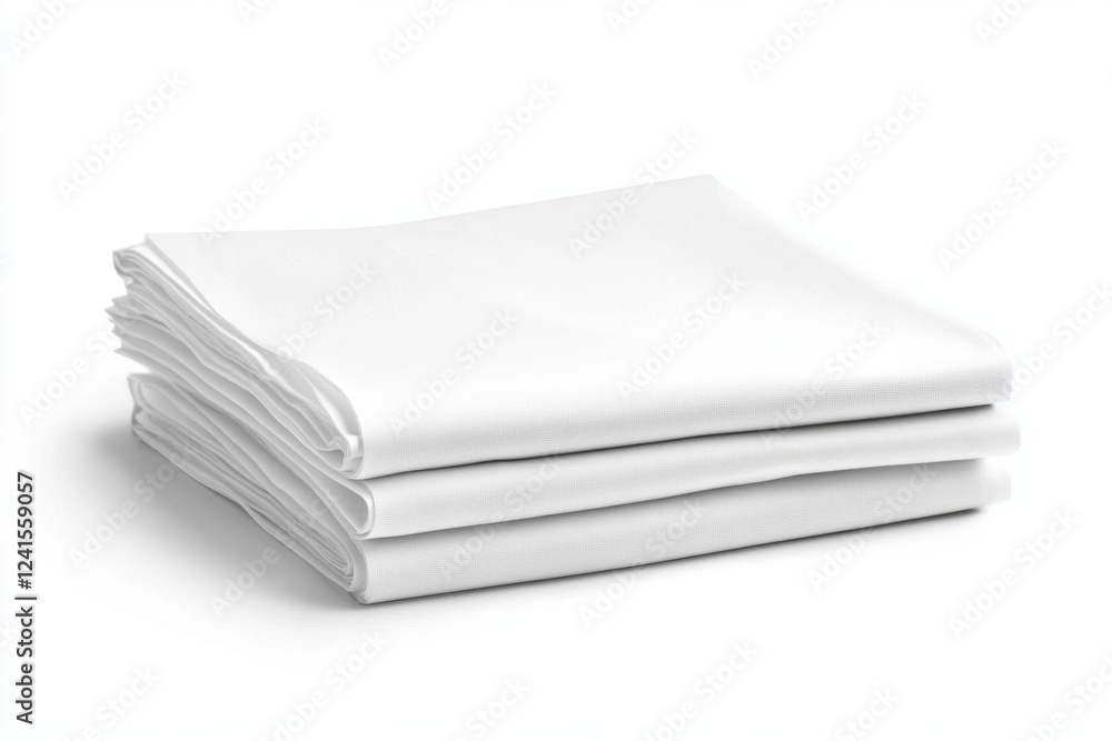 Stacked white sheets, studio shot, clean background, bedding Stacked white sheets, studio shot, clean background, bedding