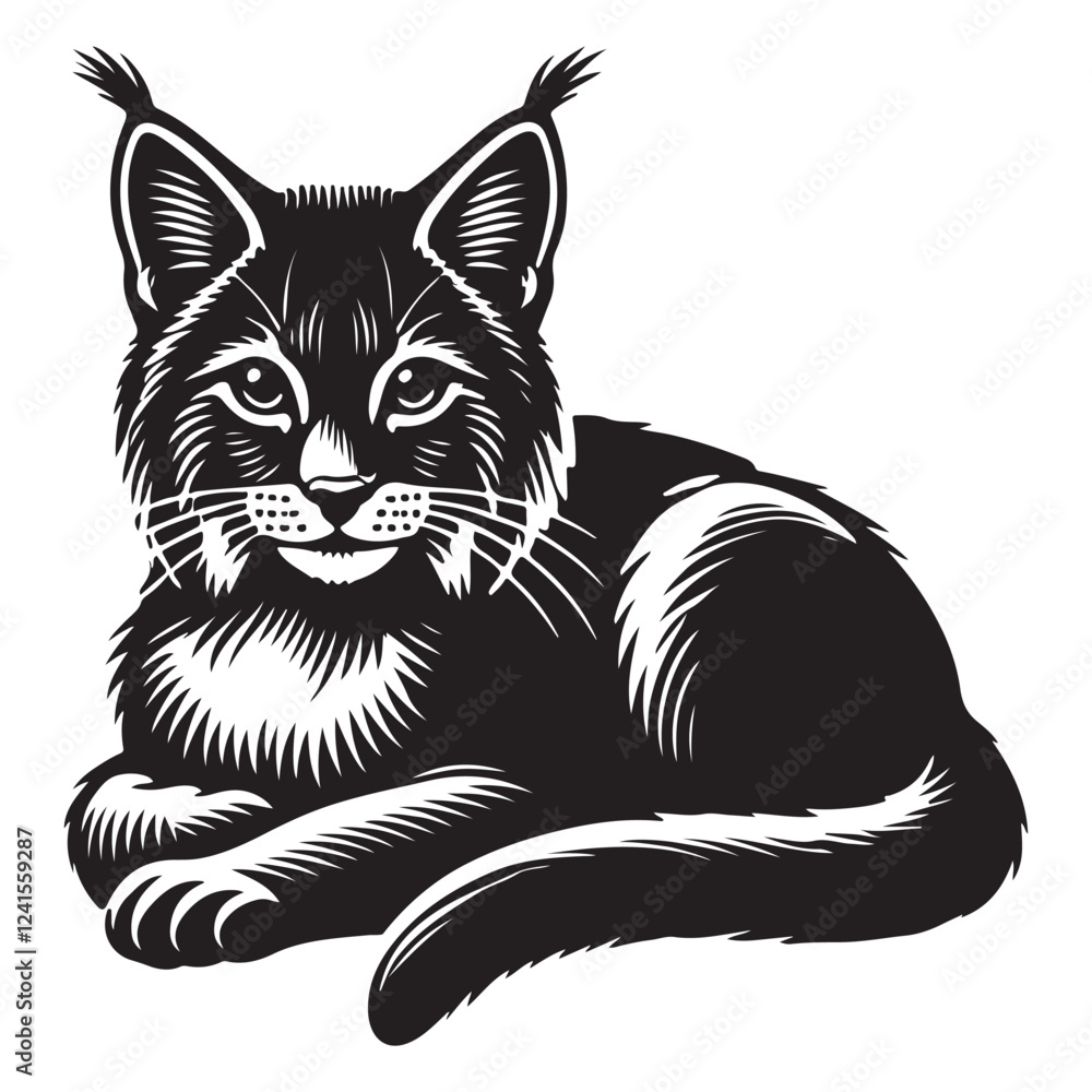 Obraz premium Relaxing Lynx Silhouette Illustration