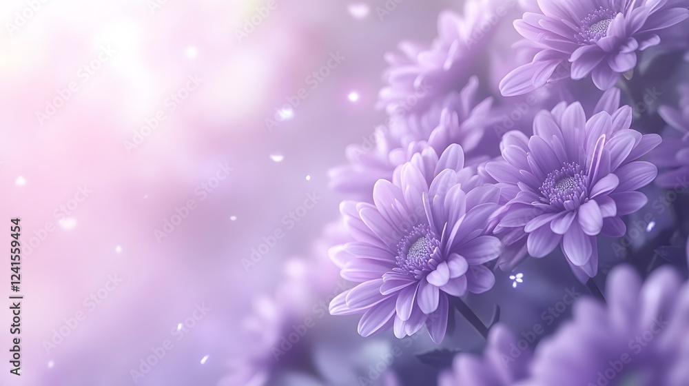 Fototapeta premium Purple and white chrysanthemums, vibrant colors, macro photography 