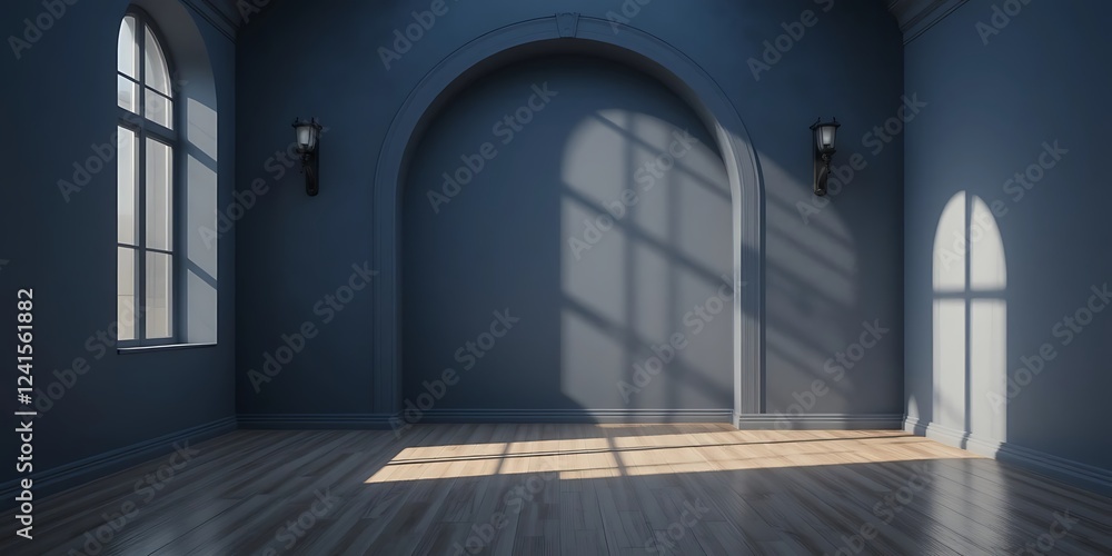 Fototapeta premium Elegant Empty Room With Archway And Sunlight
