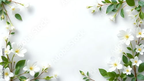 Cornice floreale con fondo bianco 
frame of flowers