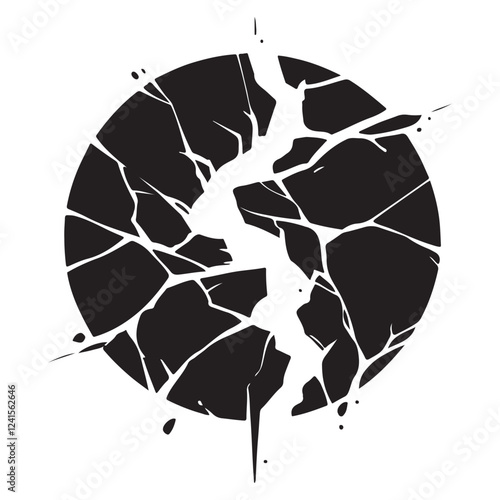 Shattered Circle Silhouette Illustration Representing Destruction