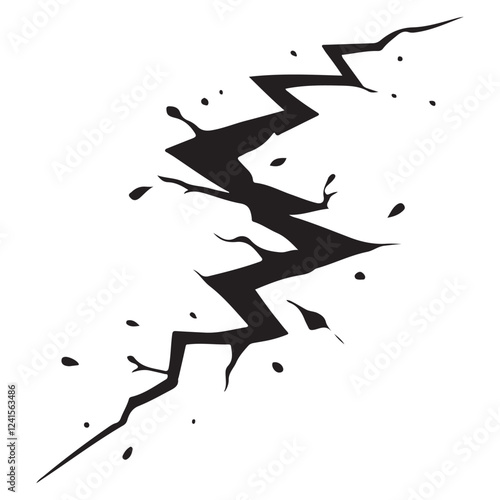 Dramatic Crack Silhouette Illustration Showing Earthquake
